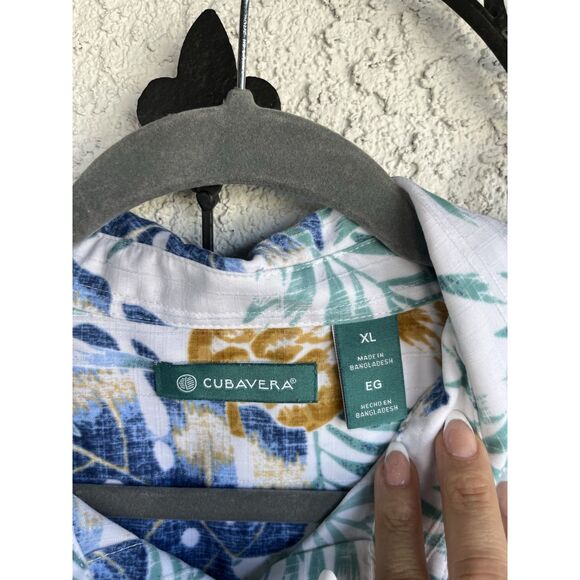 Cubavera Linen Floral Print Collared Button Shirt - Size XL - Multicolored - Picture 6 of 6